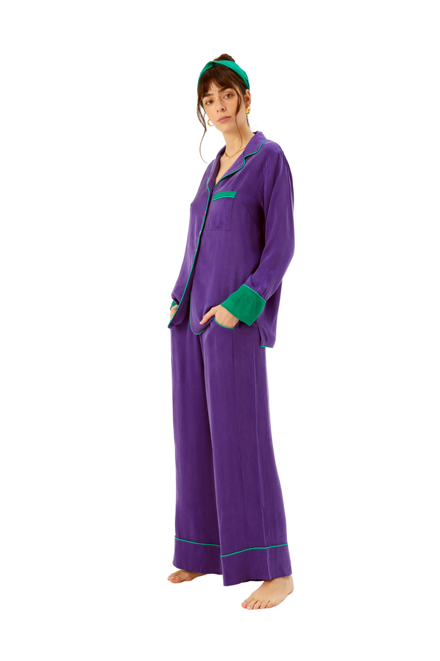 Purple N Green Long Pyjama Set